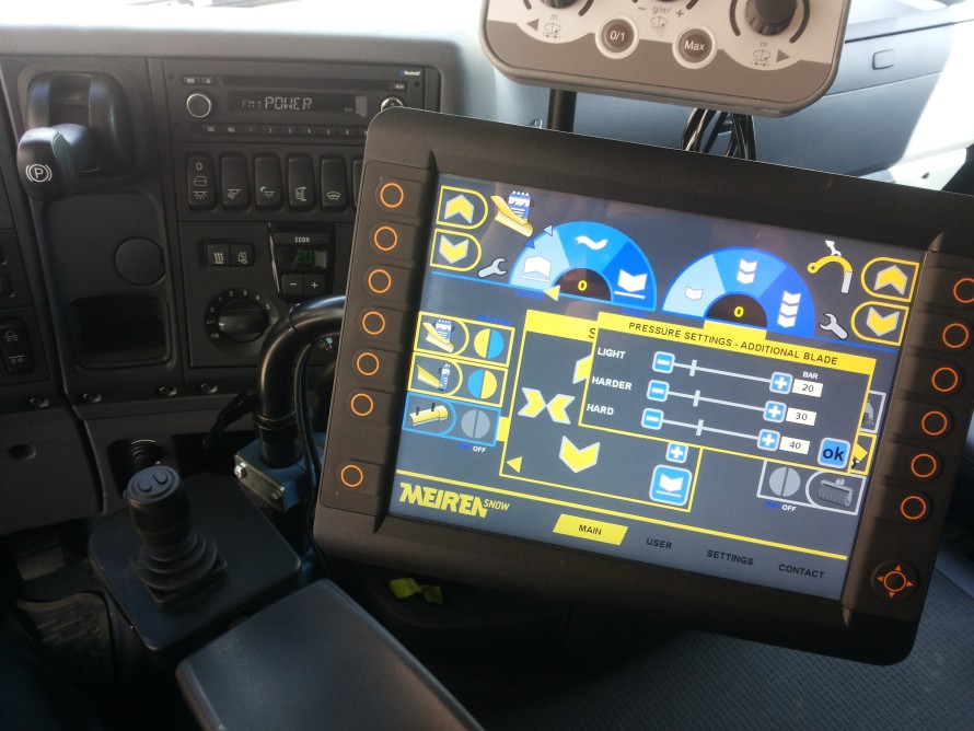 New display and joystick for road maintenance devices